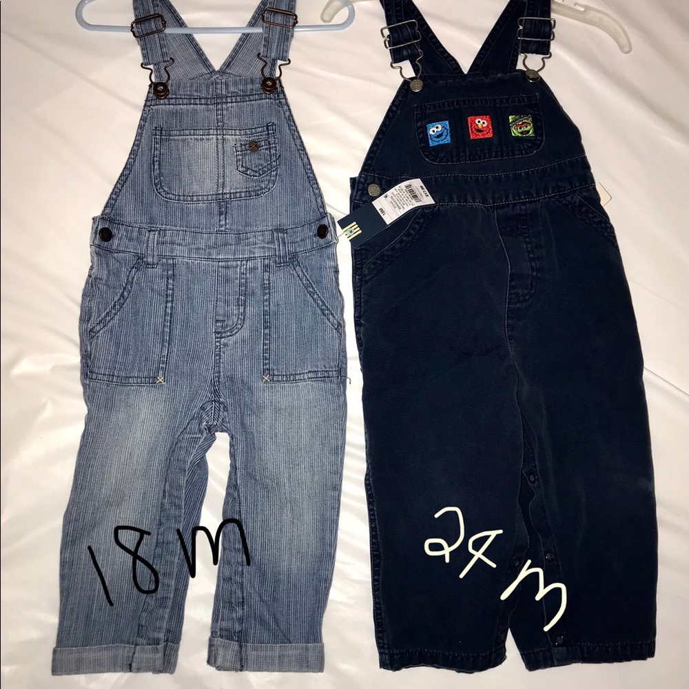 2 pairs of toddler overalls
